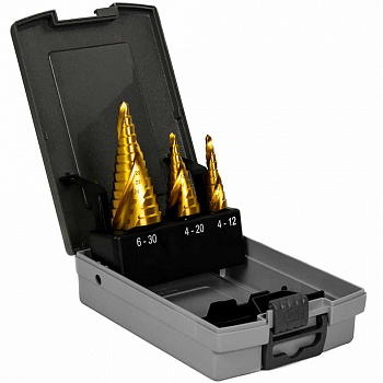 Набор ступенчатых свёрл Ø 4-12 мм., 4-20 мм., 6-30 мм.